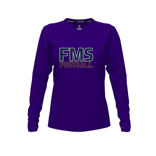 [CUS-DFW-TEES-CMF-VNK-LSL-PUR-FYXS-LOGO2] Decker Comfort T-Shirt (Female Youth XS, Purple, V Neck, Logo 2, Long Sleeve)