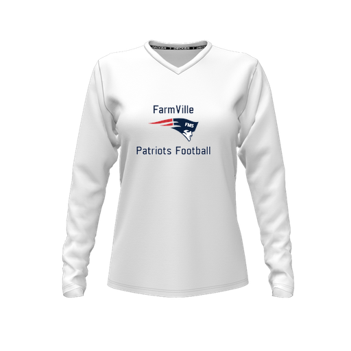 [FTLVPTWH-FYXS-LOGO1] Decker Performance T-Shirt (Female Youth XS, White, V Neck, Logo 1, Long Sleeve)