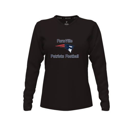 [CUS-DFW-TEES-PER-VNK-LSL-BLK-FYXS-LOGO1] Decker Performance T-Shirt (Female Youth XS, Black, V Neck, Logo 1, Long Sleeve)