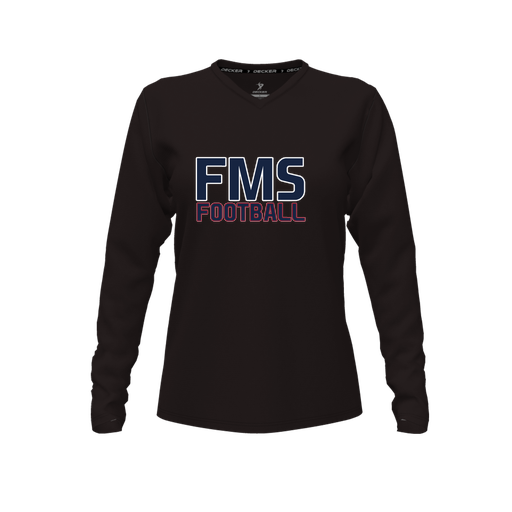 [CUS-DFW-TEES-PER-VNK-LSL-BLK-FYXS-LOGO2] Decker Performance T-Shirt (Female Youth XS, Black, V Neck, Logo 2, Long Sleeve)