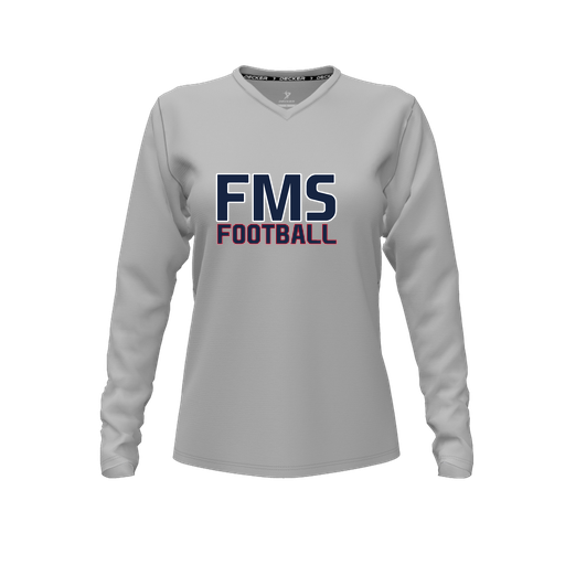 [FTLVPTGY-FYXS-LOGO2] Decker Performance T-Shirt (Female Youth XS, Gray, V Neck, Logo 2, Long Sleeve)